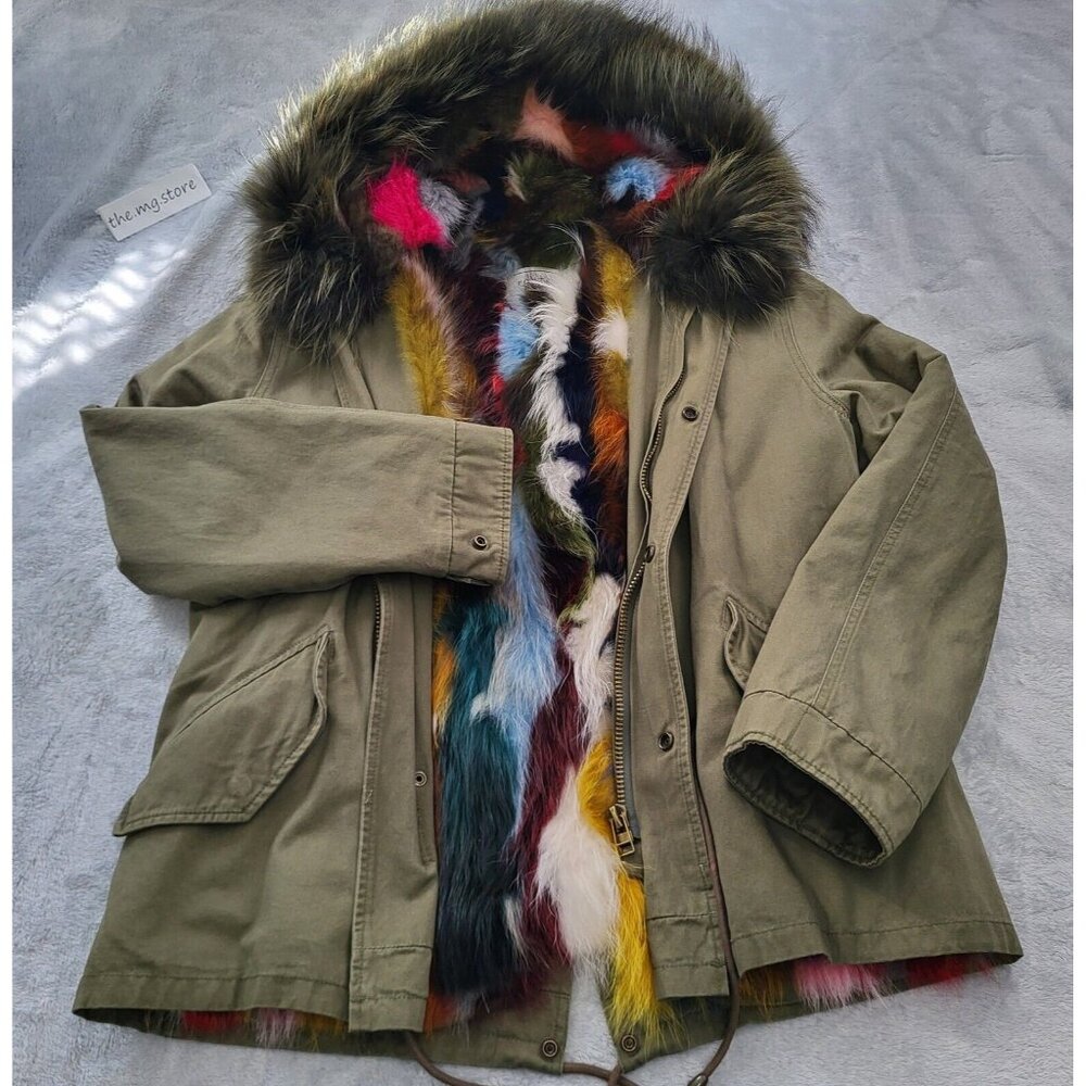 Forte Couture Short Parka  Finnraccoon/ Cotton Short Parka Women's 42 | Sz S/M